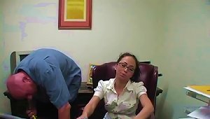 Sexy Brunette Babe Gets Fucked In The Office By Her Janitor