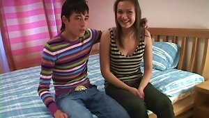 Teen Cutie And Her Boyfriend Kissing And Fucking At Home