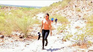 Sizzling Giselle Fondles Her Tits And Pussy While Hiking