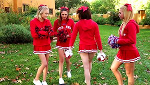 Four Foxy Cheerleader Friends Have A Wicked Hot Orgy
