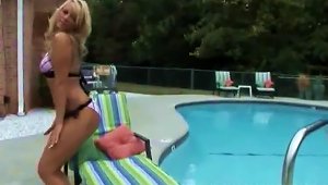 Shanis Mcghee The Sexy Blonde Fondles Her  By The Pool