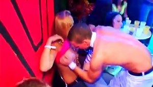 Party Sluts Get Boobs Licked By Strippers At Orgy