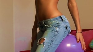 Naughty Teen Playing With A Pilates' Ball In Her