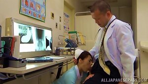 Horny Asian Nurse Gives The Doctor A Sexy Blowjob