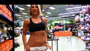 Blonde Shows Her Boobs And  In  At Shopping Mall
