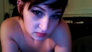Short-haired Amateur Captured While  On Webcam