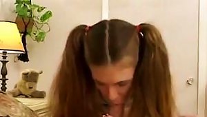 Sexy Melissa Ashley Is Wearing Pigtails When She Fucks This Guy