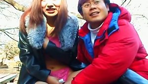 Check Out The Plump Natural Tits On This Sweet Asian Girl Who Is Flashing Her Jugs Outdoors