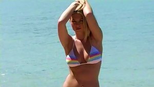 Alison Angel Boasts Of Her Big Natural Tits At A Beach