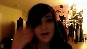 Pretty Emo Teen Chick Stripping  On Webcam